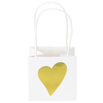 Product Gift Bags with Handles White Gold Paper 8.5×8.5×8cm 12 pcs