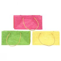 Gift bags with handles paper woven look colorful 20×10×10cm 6pcs