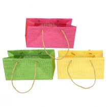 Product Gift bags with handles paper woven look colorful 20×10×10cm 6pcs