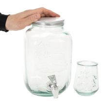 Product Glass Drinks Dispenser with Tap and 4 Glasses, 25.5cm