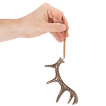 Product Rustic Antler Decorations Set of 6, Polyresin, 13-15 cm, Brown with Gold Accents
