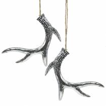 Product Deco hanging antlers silver-antique 12cm x 11cm 4pcs