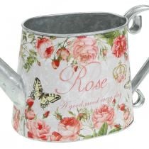 Nostalgic decorative jug, jug made of metal, planter with roses H15.5cm L28.5cm
