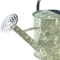 Product Watering can for planting decoration green silver flowers Ø18cm