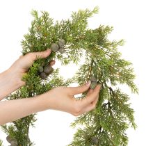 Product Artificial Cypress Garland with Pine Cones 180 cm for Table and Door  

```html
<h2>Artificial Cypress Garland with Pine Cones</h2>
<p>
This artificial cypress garland is 180 cm long and features a natural green colour with detailed pine cones for a reali