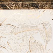 Product Organza table runner black-gold – elegant decorative fabric roll with leaf pattern 48 x 450cm