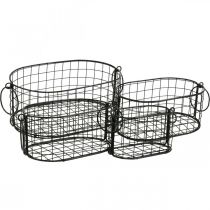 Product Wire basket with handles metal black 17-32cm set of 4