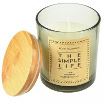 Product Scented candles in glass wood sandalwood lid H10.5cm 3pcs