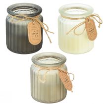 Product Scented Candles in Glass Sandalwood Cork Lid H9cm 3pcs