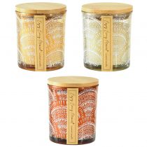Scented candles in glass sandalwood wooden lid H8.5cm 3pcs