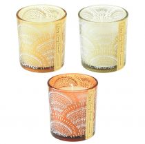 Product Scented Candles in Glass Sandalwood Wooden Lid H8.5cm 3 pcs