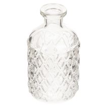 Product Small Clear Glass Vase with Diamond Pattern – Set of 6, 13cm