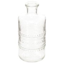Product Set of 6 Clear Glass Cylindrical Decorative Vases with Pattern – 15cm
