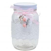Glass jar with lid and top Ø10cm H17cm