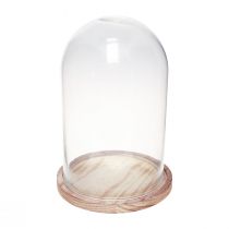Product Glass bell with wooden plate glass decoration Ø17cm H25cm