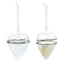 Product Glass heart for filling hanging decoration 7cm x 10cm clear 2pcs