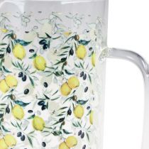 Product Glass jug lemons and olives decorative jug glass H17cm