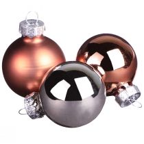Product Glass balls tree Christmas silver apricot Ø4cm 24 pcs