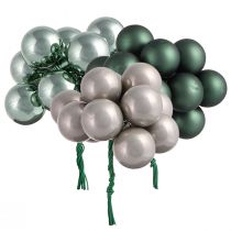 Product Mini Christmas baubles on wire Green Grey Ø25mm 140pcs