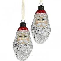 Decorative pendant Santa Claus, Advent decoration, Christmas tree decorations, real glass, vintage look H12cm Øcm 2pcs