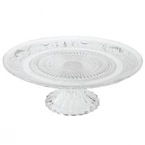 Product Glass plate on foot Flat glass bowl with pattern Clear Ø25cm