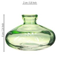 Product Glass vase bulbous green mini vases glass Ø9cm H6cm 6 pcs