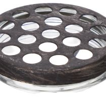 Product Glass bottle in a metal basket, ideal for decorative accents in the living room, 20cm