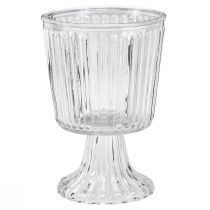 Product Glass vase with foot decorative glass goblet fluted Ø13cm H19cm