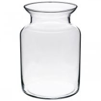 Glass flower vase wide clear Ø12cm H20cm