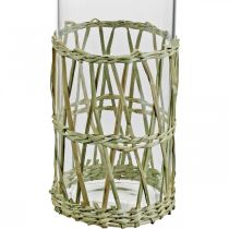 Product Glass vase cylinder braided grasses decorative vase Ø8cm H21.5cm