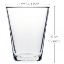 Product Glass Vase Conical Clear Ø11cm H15cm