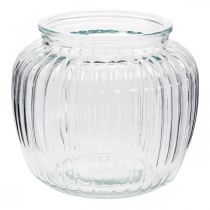 Product Glass vase ribbed vase glass Ø14cm H13cm 2pcs