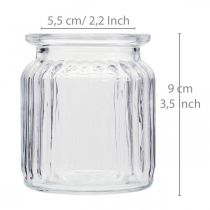 Product Glass vase ribbed Vase Glass Ø7.5cm H9cm 4pcs