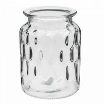 Product Glass vase with pattern, lantern glass clear H15cm Ø11cm 2pcs