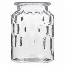 Product Glass vase with pattern, lantern clear glass H15cm Ø11cm