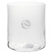 Cylindrical glass vase Crackle clear, satined Ø13cm H13.5cm