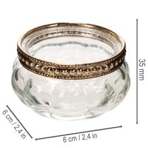 Product Set of 4 Clear Glass Tealight Holders with Silver Metal Rim, 6 x 3 cm