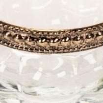 Product Set of 4 Clear Glass Tealight Holders with Silver Metal Rim, 6 x 3 cm