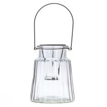 Product Glass lantern with handle glass clear Ø14cm H18cm