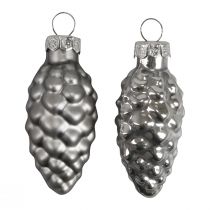 Product Christmas cones glass cones glass decoration silver H6.5cm 10 pcs