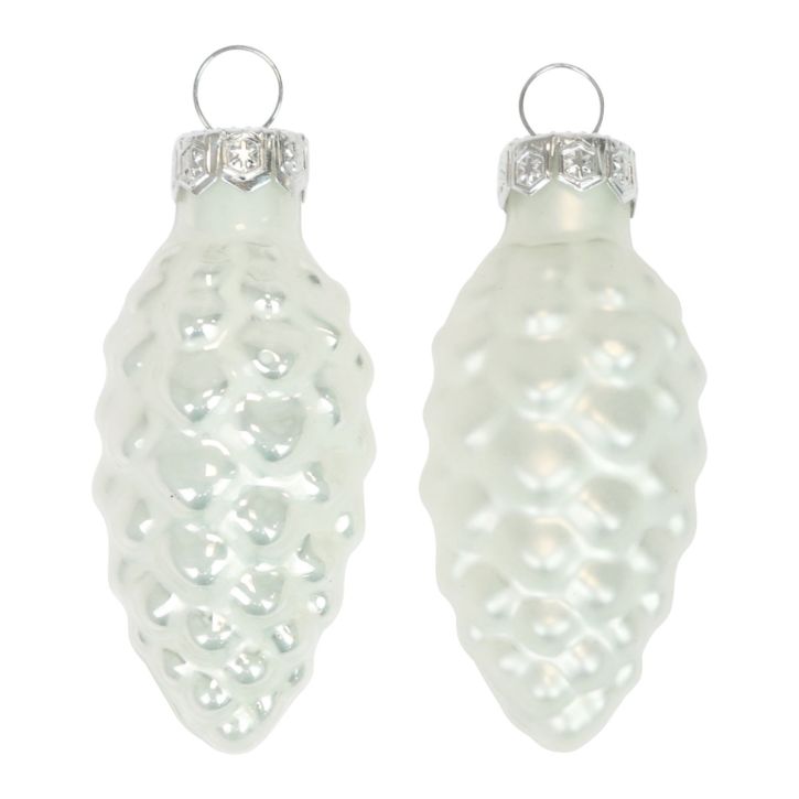 Glass cones Christmas decorations glass white Ø2.5cm 6cm 10pcs