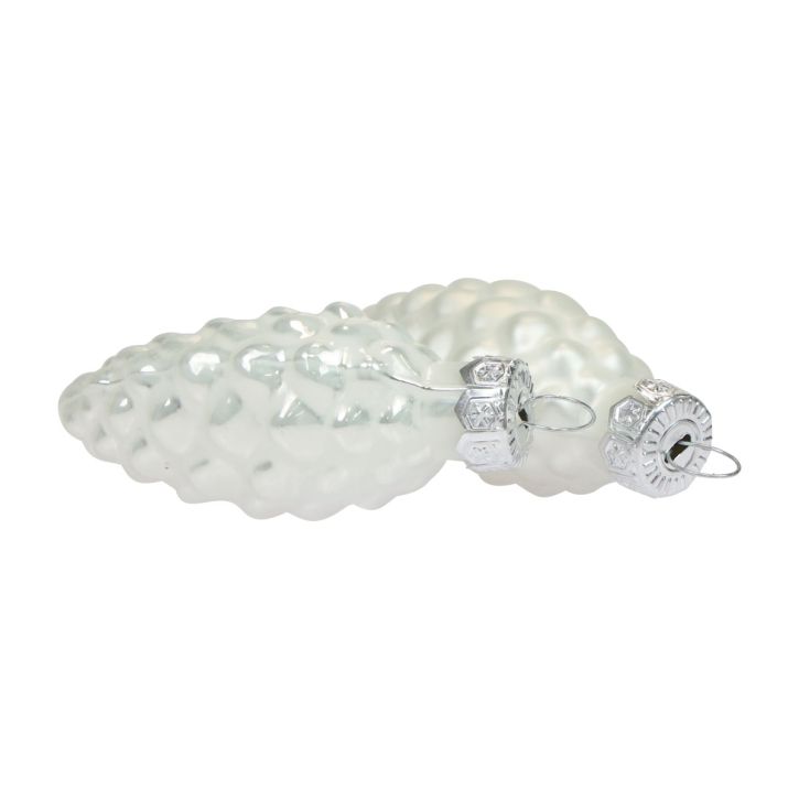 Glass cones Christmas decorations glass white Ø2.5cm 6cm 10pcs