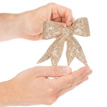Product Glitter Gold Decorative Bows with Clip 11cm - Set of 4