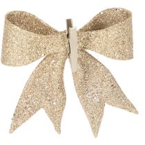Product Glitter Gold Decorative Bows with Clip 11cm - Set of 4