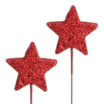 Glitter star on wire 5cm Red L23cm 48pcs