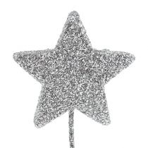 Glitter star silver 5cm on the wire L22cm 48pcs