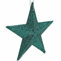 Product Glitter star set decorative hangers and scatter decoration emerald, light green 9cm/5cm 18 pcs
