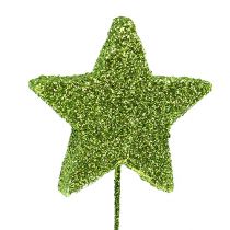 Glitter stars on the wire Green 5cm 48pcs