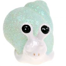Deco figure snail glitter mint/pink 8cm 6pcs