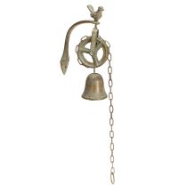 Product Metal bell wall decoration with holder antique patina H58cm